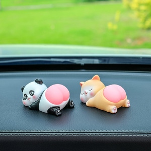 Cute Cartoon Pig Figurine With Bouncy Butt Car Decor Resin Soft Interior Ornament For Vehicle Dashboard Decoration - Product Image 3
