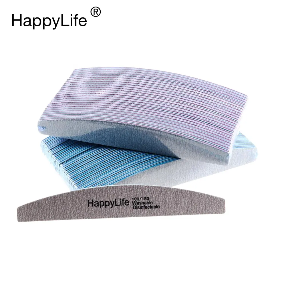 HappyLife Manikur Halfmoon Zebra Grit 100 / 180 Cetak Kustom Ampelas Papan Ampelas Kikir Kuku