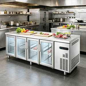 Plan de travail réfrigéré de qualité professionnelle avec porte vitrée et éclairage pour cuisine commerciale intensively utilisée et boucherie - Product Image 3