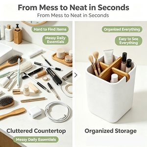 Organizador de Cocina Biodegradable de Bambú al por Mayor con Separador de Bambú para Baño <span class=keywords><strong>y</strong></span> Oficina - Product Image 6