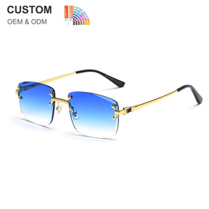 レトロクラシックリムレスサングラスメンズファッション高級フレームレスサングラスレディースLunettes De Soleil De Luxe