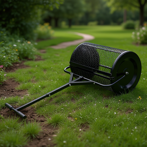 Esparcidor de Compost de Malla Metálica Resistente de 24 Pulgadas con Mango en Forma de T, Rodillo para Cuidado del Césped y Jardín, Esparcidor de Fertilizante - Product Image 2