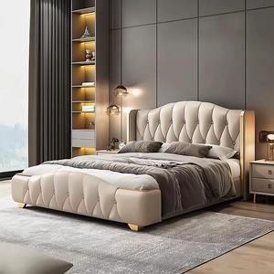 Set <span class=keywords><strong>Letto</strong></span> di Lusso Moderno in Legno di Quercia di Alta Qualità con Struttura Imbottita Regolabile e Contenitore, Misure Queen e King - Product Image 1