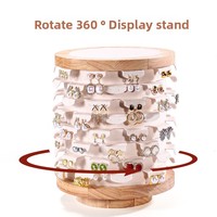 Présentoir rotatif en bois massif pour boucles d'oreilles, vente en gros d'usine, nouvelle arrivée, accessoires de présentation en bois les plus vendus