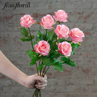 Fabrieksdirecte verkoop roze witte rode realistische aanvoelende kunstmatige enkele rozen zijden bloemen decoratie bruiloft moederdag afstuderen