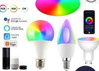 Foco LED Inteligente con Sensor, CA 110V/220V, RGBCW, 5W/7W/9W, MR16, GU10, Control Remoto, Wi-Fi, Regulable, Compatible con Tuya y Alexa, Cristal