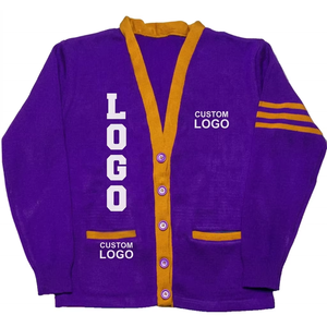 Make Design Own Custom Logos Omega Unisex Winter <b>Cardigans</b> <b>Sweaters</b> Double Breasted Solid Button Embroidered Letters Knitted - Product Image 1