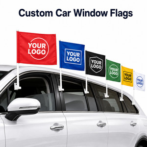 Custom Logo <b>Car</b> Window Flag Double Sided Vehicle Pennant for Advertising Parade Business Promotion Durable <b>Clip</b> Mount 12x18 Inch - Product Image 1