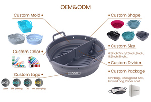 Revêtement en silicone de qualité alimentaire LFGB FDA pour friteuse à air, pliable, réutilisable, plateau de cuisson, panier de drainage d'huile, rond, logo personnalisé - Product Image 5