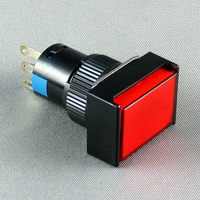 Interrupteur à bouton-poussoir momentané en plastique avec lumière LED rouge de 16 mm, fourni par l'usine