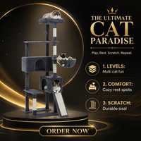 Arbre à chat en daim avec lit intégré - Conception moderne et stable de luxe pour plusieurs chats