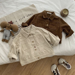 Veste de printemps et d'automne pour enfants, mode coréenne pour garçons, veste de lavage pour enfants, manteau en tissu sergé de coton pour bébés - Product Image 4