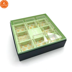 Boîte à bonbons en acrylique, lot de 9 séparateurs de luxe, couleur vert gaufré, en carton, pour eid mubarak, emballage cadeau pour aliments - Product Image 6