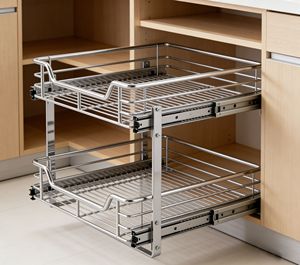 Panier coulissant moderne en acier inoxydable à 2 niveaux pour tiroirs de <span class=keywords><strong>cuisine</strong></span>, rangement durable pour couverts et vaisselle, conception coulissante - Product Image 5