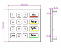 Clavier à membrane IP65 étanche pour système de contrôle d'accès, clavier matriciel 4x4 en acier inoxydable pour distributeur automatique