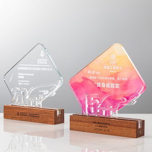 Custom Crystal <b>Trophy</b> Wing Shape Laser <b>Engraved</b> Glass Business Gift For Anniversary Celebration And Outstanding Individual Medal - Product Image 3