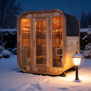 Sauna Tradicional de Vapor para 4-6 Personas, Sauna Cuadrada de Cedro Rojo con Diseño de Patchwork - Product Image 3