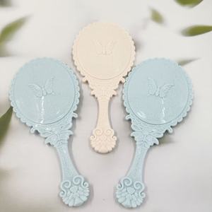 Handheld makeup <b>mirror</b>, European retro style, <b>small</b> oval, portable, with handle, 2 yuan. - Product Image 1