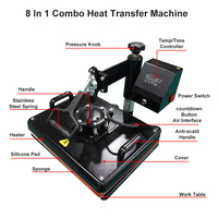 KECAI Machine d'impression par transfert thermique manuelle 29*38*38cm 8 en 1 Machine à sublimation par thermopresses à glissière