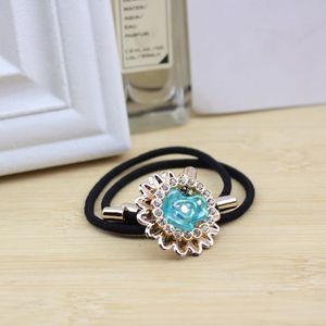 Coleteros con Flores y Diamantes de Imitación, Alta Elasticidad, Negros, Accesorios para el Cabello de Mujer, Diadema Informal de Resina Plástica, Verano 2021 - Product Image 3