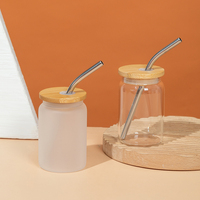 Verre à shot mini mignon givré transparent de 3 oz et 3,5 oz avec couvercle en bambou et paille en métal, personnalisable avec logo par sublimation UV DTF, vente en gros