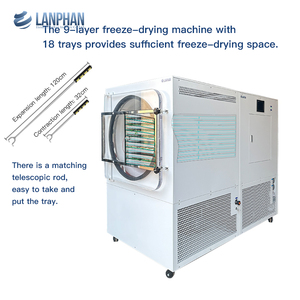 Lyophilisateur industriel compact, capacité de 60 à 70 kg par lot, 9 étagères, 18 plateaux, chambre de séchage et chambre de récupération d'eau isolées - Product Image 4