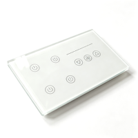 Interrupteur intelligent Wi-Fi Tuya 4 voies avec variateur de vitesse de ventilateur, panneau tactile en verre et mesure de la consommation d'énergie, compatible Alexa et Google Home