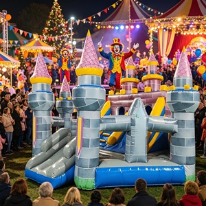 Château <span class=keywords><strong>gonflable</strong></span> médiéval personnalisé avec double toboggan, château de saut en PVC pour enfants, idéal pour les fêtes et la location commerciale - Product Image 6