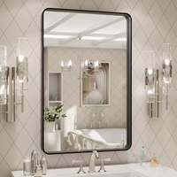 Stock d'usine minimaliste encadré salle de bain argent miroir rectangle verre mur décor de chambre avec effet LED néon infini