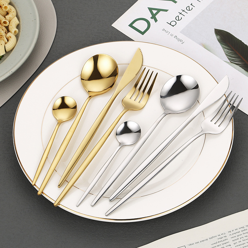 Eco-Friendly Stainless Steel Flatware Set Elegant Gold Silverware Modern Design Cutlery Cheap Bulk Knife Fork Spoon · image 6