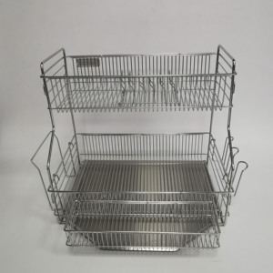Escurridor de platos de cocina de acero inoxidable de estilo coreano con <span class=keywords><strong>bandeja</strong></span> de agua, fregadero de agua de 2 niveles, estante de secado de platos para Cocina - Product Image 5