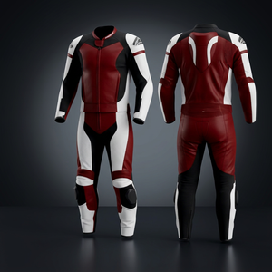 Traje de Motociclismo de Cuero para Hombre, Diseño Color Block, Manga Larga, Resistente al Viento, Equipo de Protección para Conducir - Product Image 1