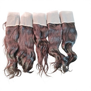 Extensions de cheveux naturels gris ondulés avec dentelle frontale HD pour femmes - Product Image 1