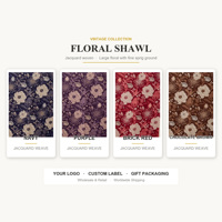 Châle Foulard Floral Réversible pour Femme, Grande Couverture Décontractée à Pompons, Idéal pour Voyage, Fête, Cérémonie, Hiver, Noël, Idée Cadeau pour le Royaume-Uni