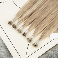 Extensions de cheveux invisibles brésiliennes à anneaux nano, double trame, extrémités teintées, luxe, 100% cheveux humains Remy