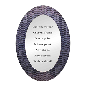 Nhà Máy Tùy Chỉnh Khung Gỗ Màu Xanh Khảm Gương Phòng Khách Phòng Ngủ Khảm Tường Gương Màu Xanh Hình Bầu Dục Gương Trang Trí Nghệ Thuật Gương - Product Image 1