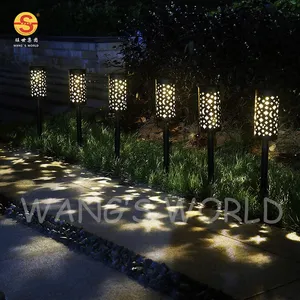 Ландшафтное освещение для дворика, уличный садовый светильник на солнечной батарее для газона, изящная ажурная звезда, дизайн Луны