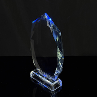 Trophée en cristal vierge personnalisé en forme de diamant avec base lumineuse multicolore – Offre spéciale