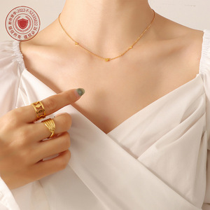 Stainless Steel <b>Statement</b> Choker <b>Necklace</b> | 18K Gold Plated Heart Pendant | Elegant & Trendy Design - Product Image 3