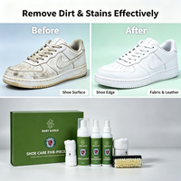 Kit d'entretien de chaussures 5 pièces Marque Blanche : Nettoyant Moussant, Nettoyant Liquide, Désodorisant, Serviette, Brosse, Boîte Cadeau pour Baskets, Cuir et Toile