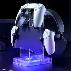 게임 액세서리 다기능 2 계층 게임 패드 디스플레이 스탠드 헤드셋 이어폰 컨트롤러 홀더 RGB 다채로운 충전 독 - Product Image 3