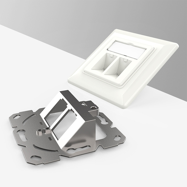 ZHEFAN Type 86 Wall Socket Dual Port Lan Network Telephone Panel Faceplate Socket Computer Telephone Combination Module Socket P