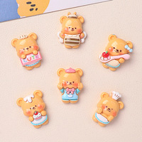 Accessoires en résine DIY sur le thème des animaux de dessin animé (ours de cuisine), pinces à cheveux faites à la main, breloques pour coques de téléphone et tasses