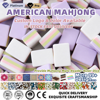 Jeu de Mahjong américain en acrylique style Art Déco et Océan, 160 tuiles brillantes en acrylique avec 4 supports en acrylique pour jeu familial