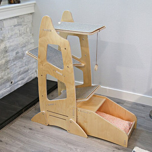 Meuble pour animaux de compagnie en bois personnalisé, tour d'escalade pour chat, maison à gratter, fabriqué par le fabricant - Product Image 4