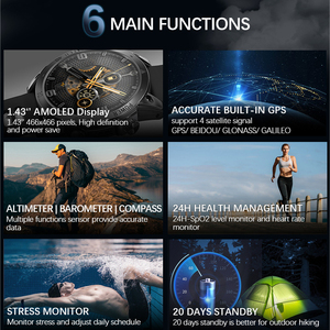 Montre GPS NORTH EDGE, montre connectée sportive, écran AMOLED HD, 50M ATM, altimètre, baromètre, boussole, montre connectée pour hommes, livraison directe - Product Image 5