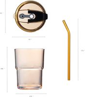 Gobelet isotherme de 400 ml (13 oz), verre à eau, tasses avec paille et couvercle hermétique, transport facile pour café, thé glacé
