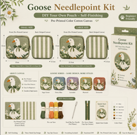 Kit de Broderie Point de Croix Sac de Maquillage, Guide de Couleurs DIY, Pochette à Fermeture Éclair en Toile à Trois Côtés à Finition Autonome, pour Adolescents