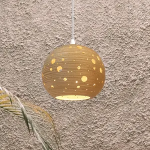 Wholesale Custom Concrete Decoration Pendant Light Globular Shape Hollow Out Hanging Lamp Living Room Ceiling Lamp