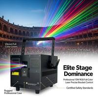 Proyector Láser Profesional RGB de 10W a Todo Color, Control DMX512, para Fiestas, Discotecas, Escenarios, Animación, Clubes Nocturnos, DJ, Bares - LED